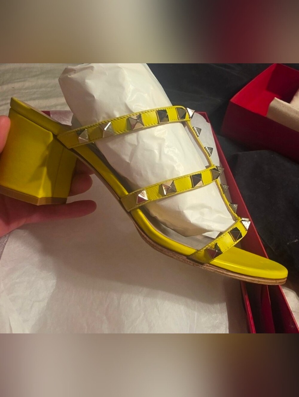 Yellow Studded Valentino Heels